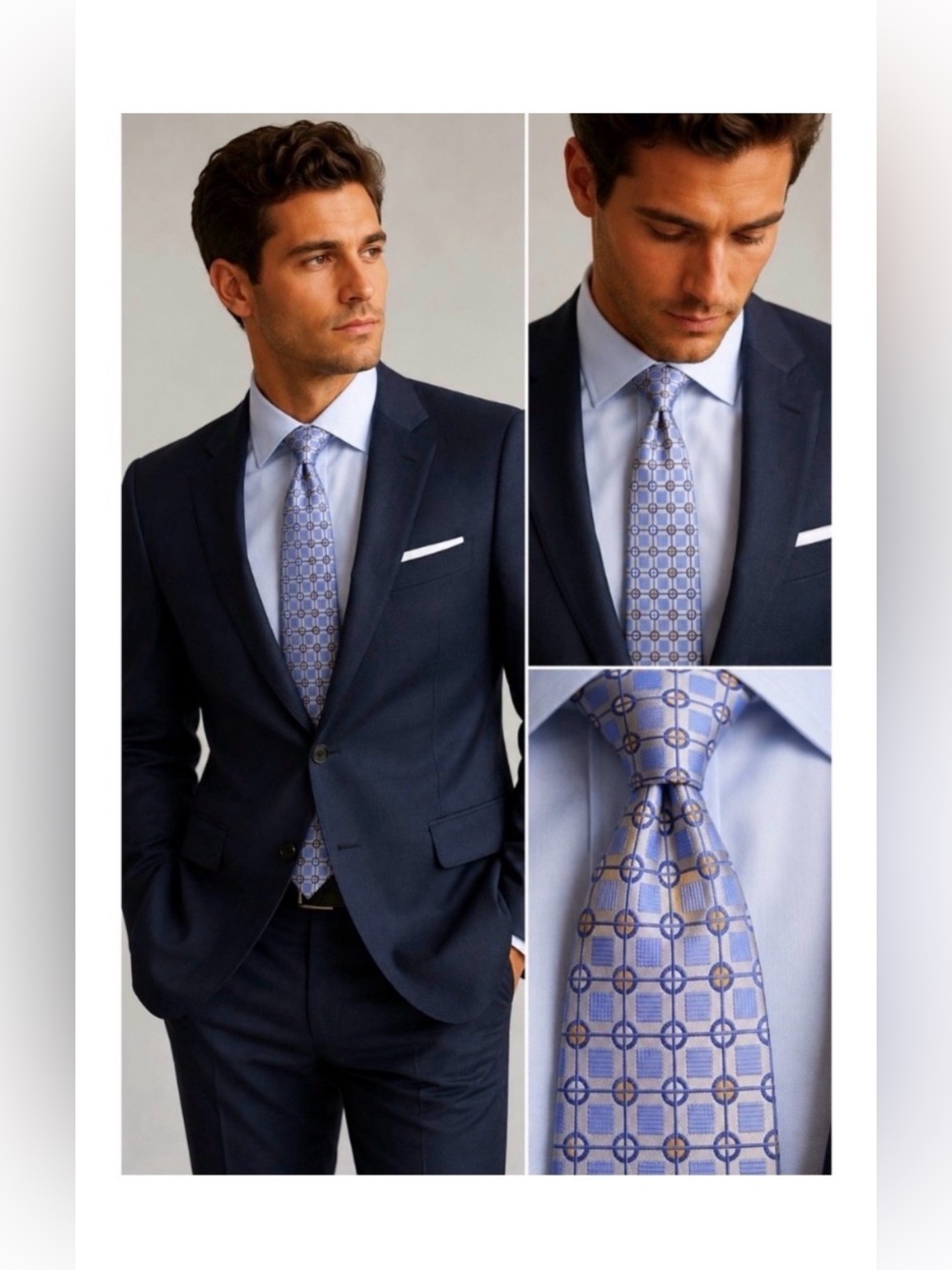 XMI PLATINUM Blue Printed Silk Men’s Tie